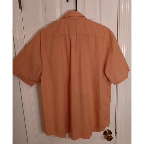 Men's Roundtree Yorke Button Down Shirt Large Short Sleeve Apricot - Picture 2 of 5